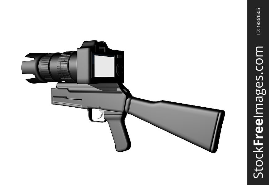 Camera gun on a white background