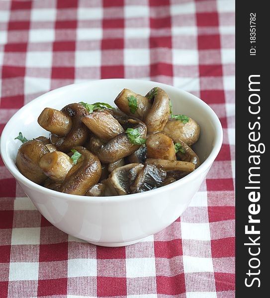 Freshly cooked mushrooms in a bowl