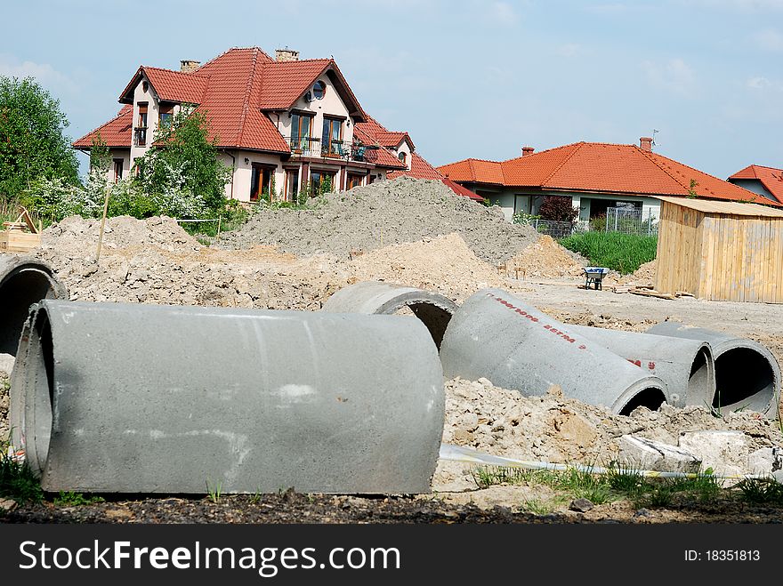 A brick wall of new unfinished house. A brick wall of new unfinished house