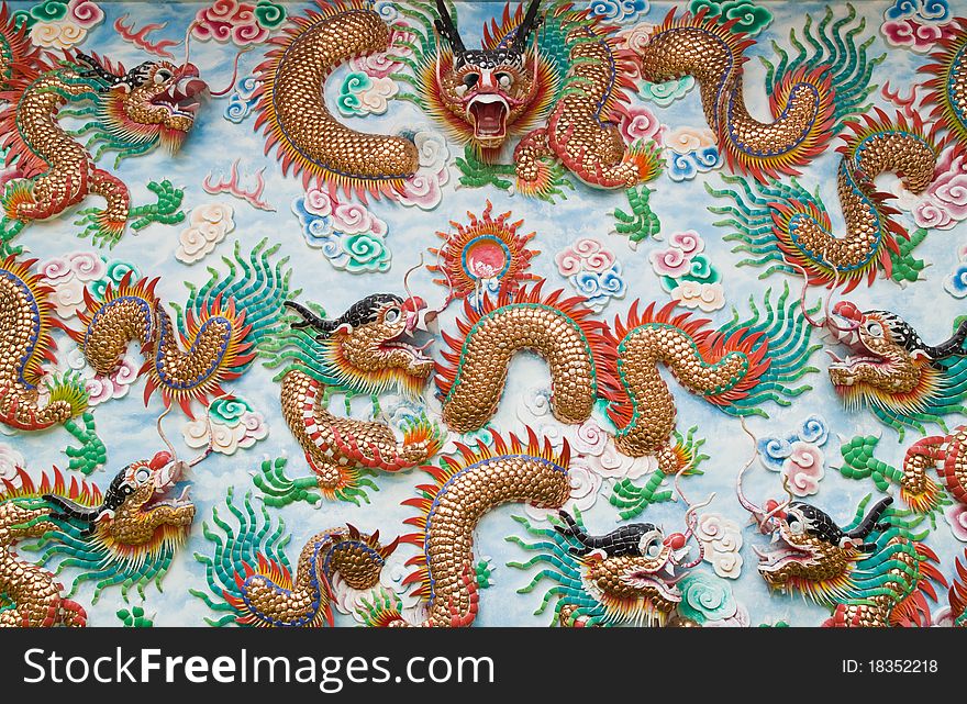 Chinese Dragon In Shrine