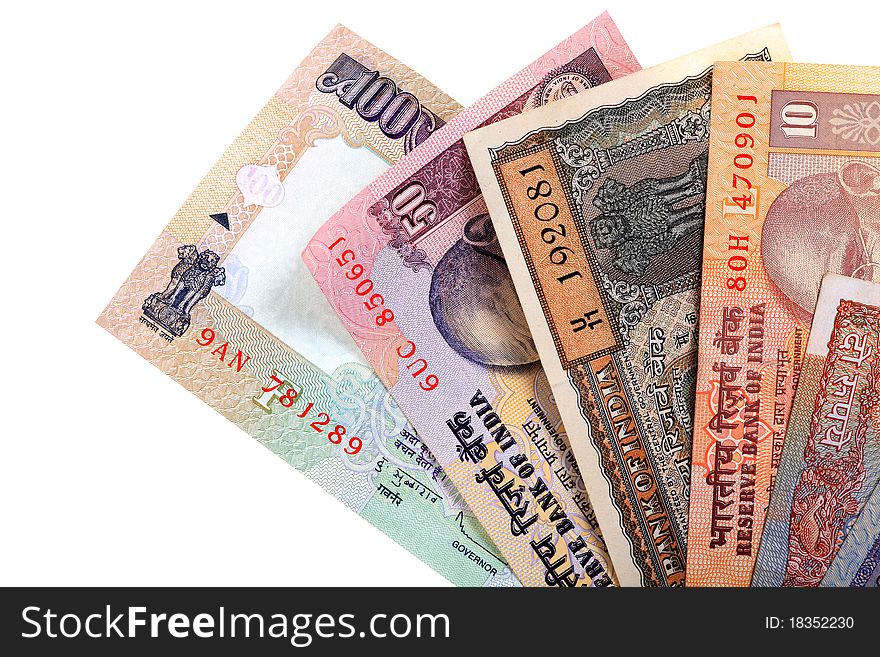Indian curreny notes isolated on white background. Indian curreny notes isolated on white background.