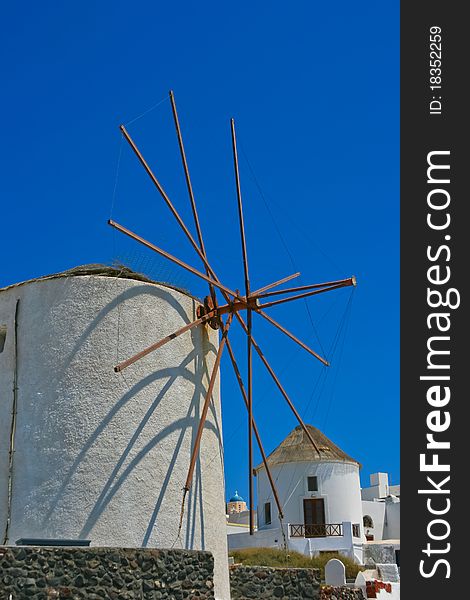 Big windmill in Oia village on island of Santorini, Greece. Big windmill in Oia village on island of Santorini, Greece