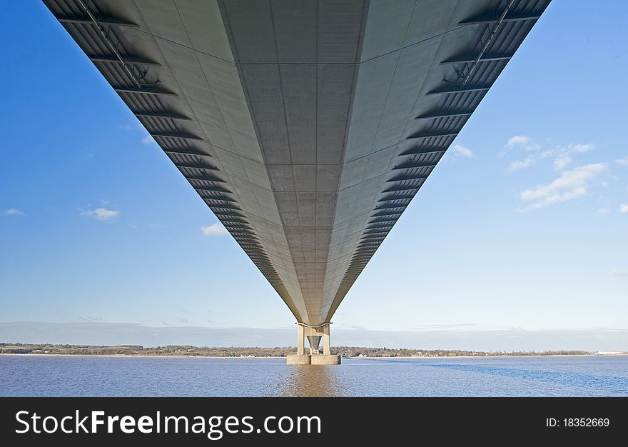 Large suspension bridge over a river