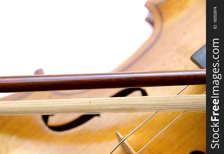 Detail of a violin with the bow. Detail of a violin with the bow