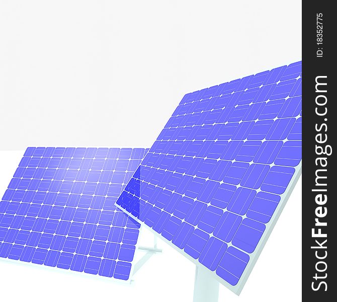 Solar panels. alternative sources of energy. 3d computer rendering