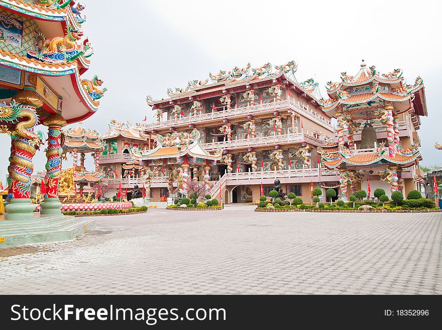 The beautiful Chinese shrine , Chonburi- East of Thailand