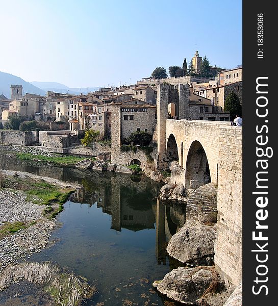 Old Spanish town, the former fortress. Besalu.Spain. Old Spanish town, the former fortress. Besalu.Spain.