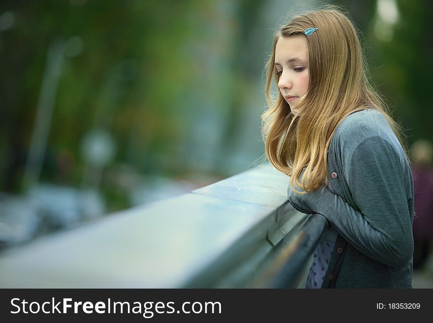 Portrait of  Nice thoughtful  young girl