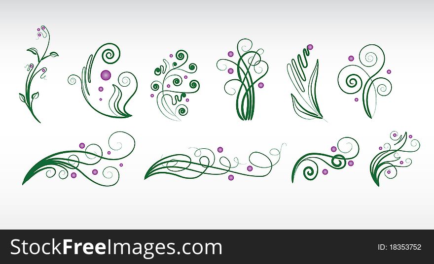 Abstract Floral Elements Set