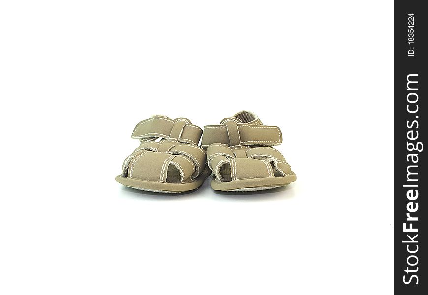 Baby sandals on white background