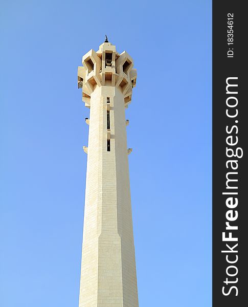 One of the minarets of the King Abdullah Mosque in Amman-Jordan.
