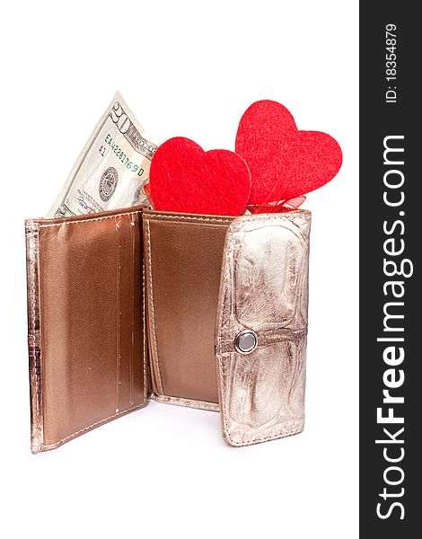 Money, and hearts are in the purse. Money, and hearts are in the purse