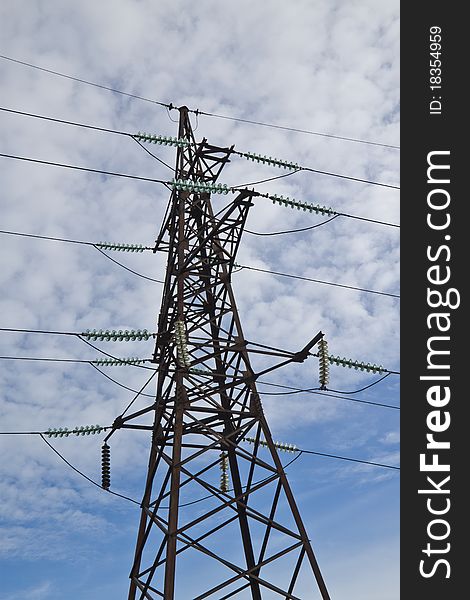 Reliance power against the sky. Production and transmission of electricity. Reliance power against the sky. Production and transmission of electricity