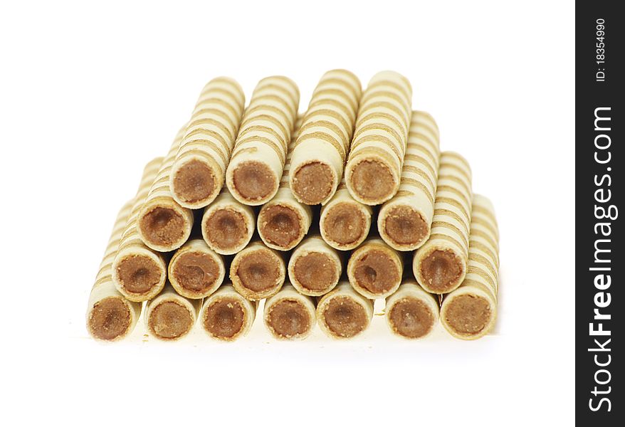 Wafer rolls isolated on a white background