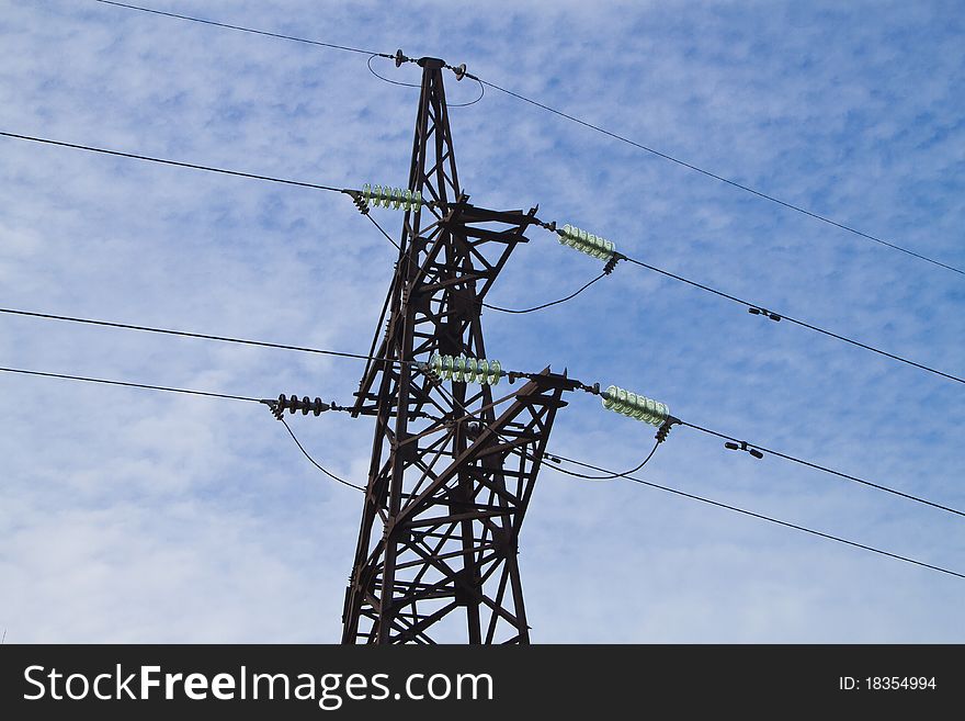 Reliance power against the sky. Production and transmission of electricity. Reliance power against the sky. Production and transmission of electricity