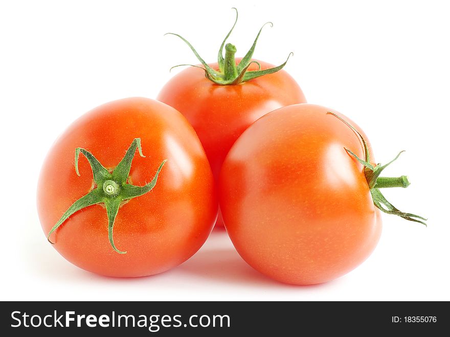 Red tomato isolated on a white background