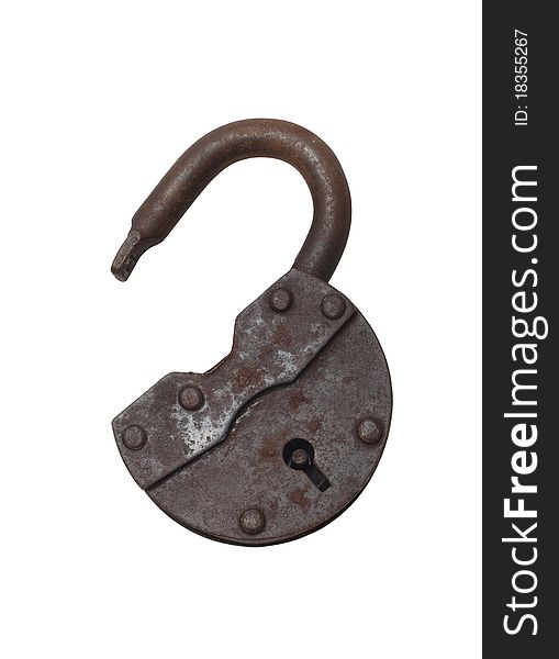 Old  lock on a white background (isolated).