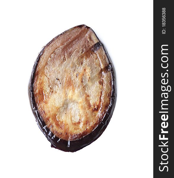 One thin slice of grilled aubergine