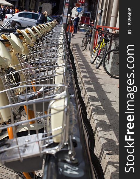 Bike sharing park, Milan - Italy