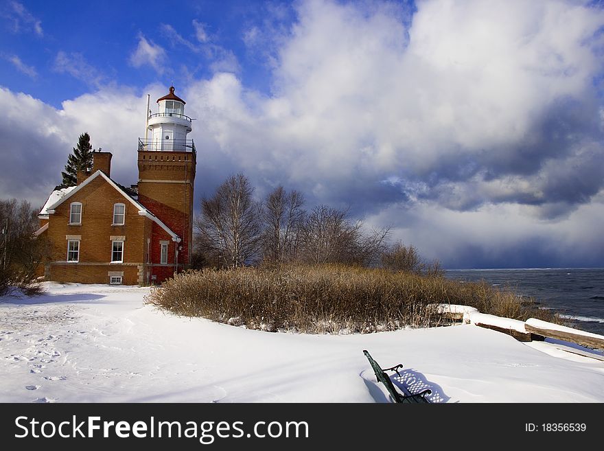 A pic of a lighthouse on the shores of lake superior. A pic of a lighthouse on the shores of lake superior.