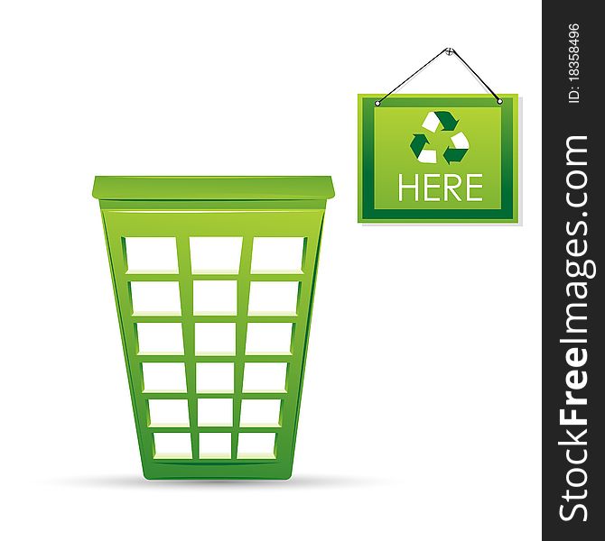 Illustration of recycle bin on white background