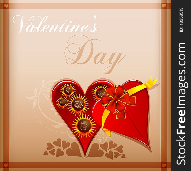 Illustration of abstract valentine card on abstract background