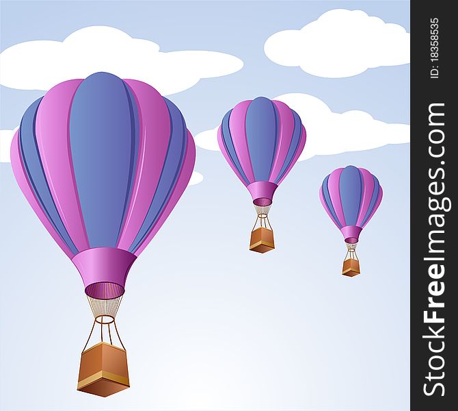 Illustration of parachute in sky on abstract background