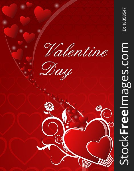 Illustration of abstract valentine card with hearts