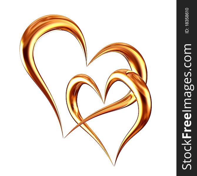 Vector illustration golden hearts on white background