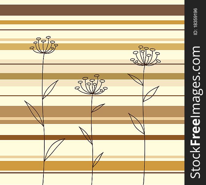 Flowers Over The Striped Background