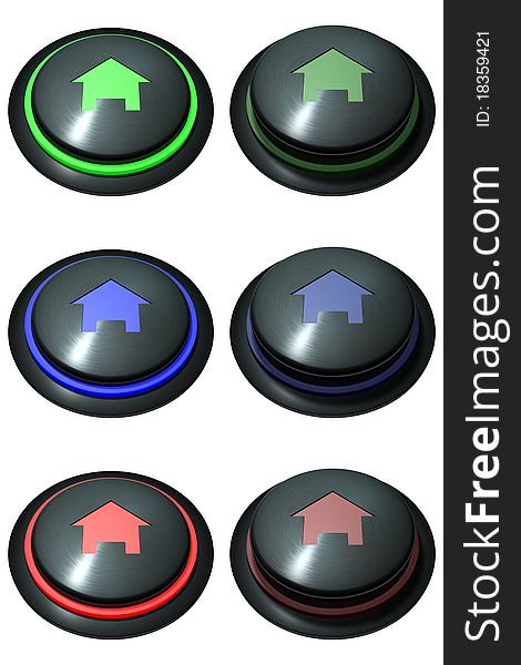 Button web home, house, on off
