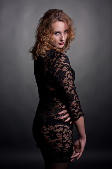 Young Gorgeous Model In A Lace Dress Royalty Free Stock Images