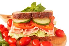 Tasty Ham, Tomato And Cucumber Sandwich Stock Photos Tasty Ham, Tomato And Cucumber Sandwich Stock Photos