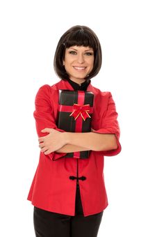 Gift With Red Bow Stock Photo Gift With Red Bow Stock Photo