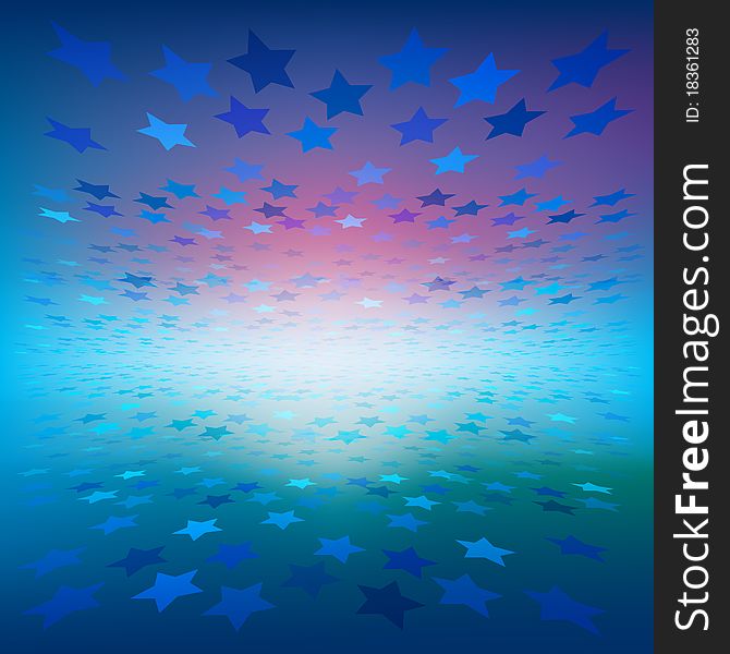 Abstract illustration with color stars on blue background. Abstract illustration with color stars on blue background