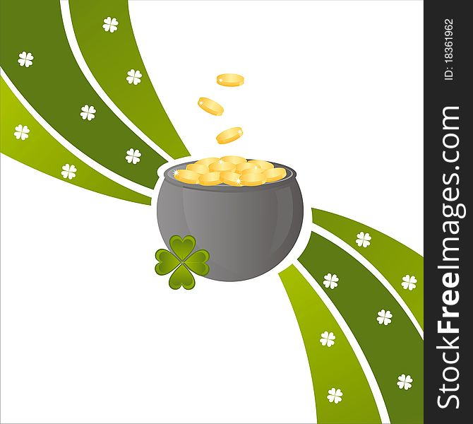 St. patrick's day background with pot of money