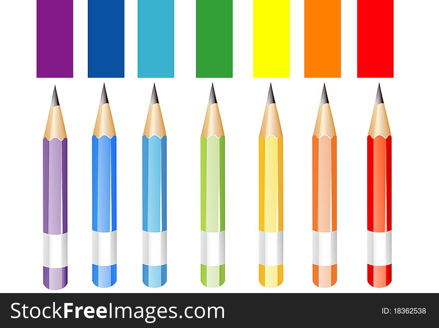Illustration of colorful pencils on white background