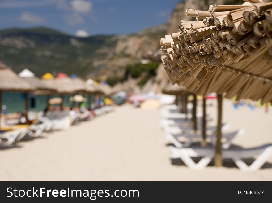 The sunshade umbrella at the beach