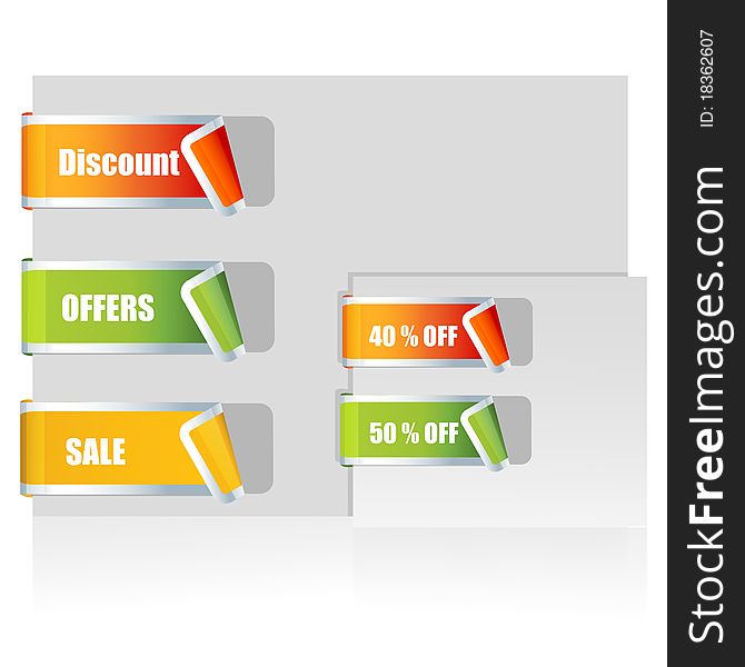 Illustration of sale tags on white background