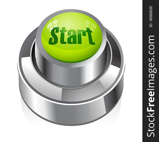 Illustration of start button on white background