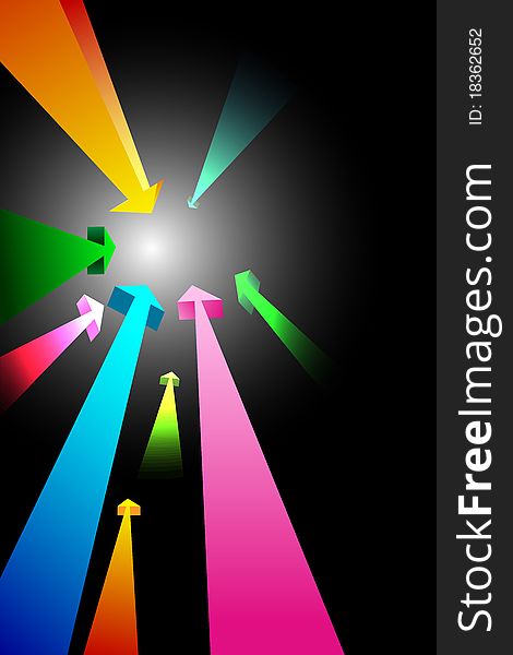 Illustration of colorful growing arrows on abstract background