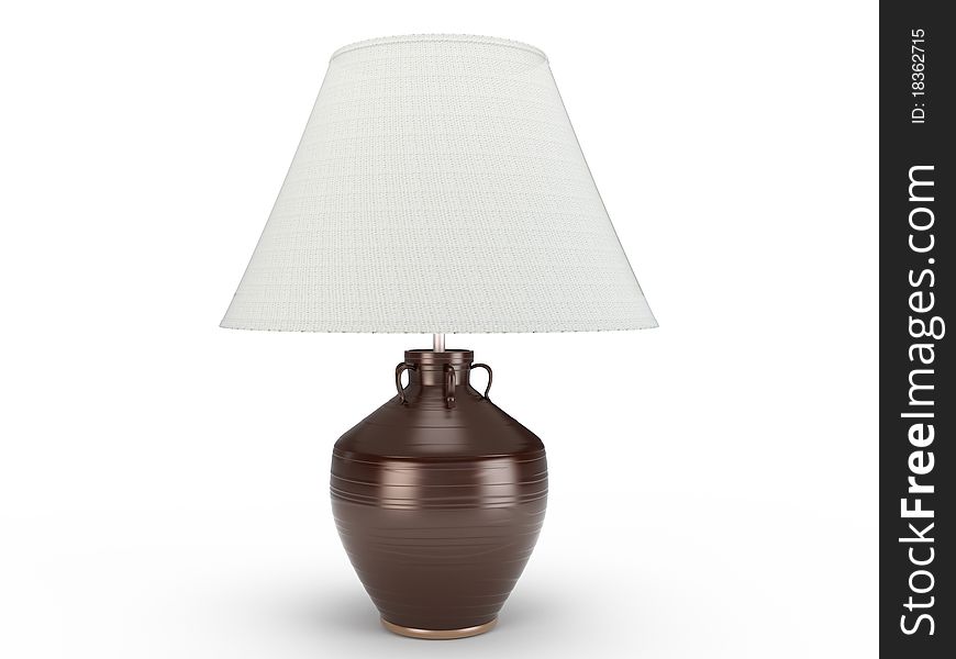 One ceramic lamp on white background. 3D illustration. One ceramic lamp on white background. 3D illustration