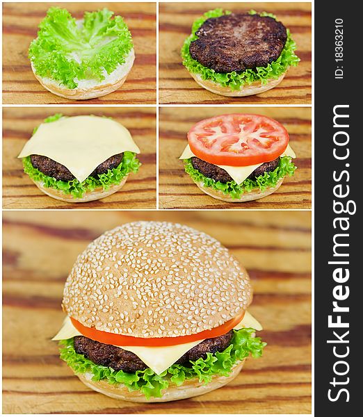 Collage how to do the hamburger