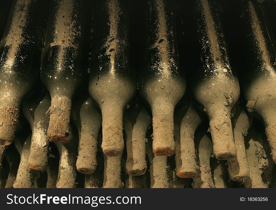 Collection wine in basement under the layer of dus. Collection wine in basement under the layer of dus