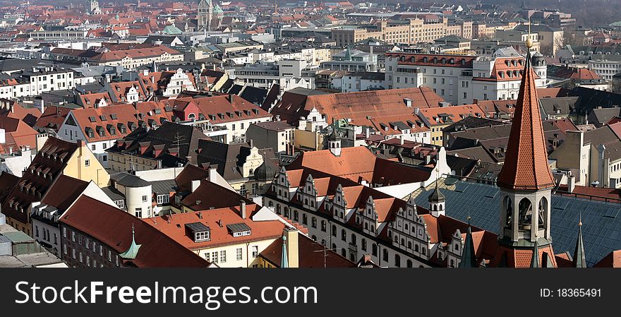 Munich, Germany. Panoramic view from the bell tower