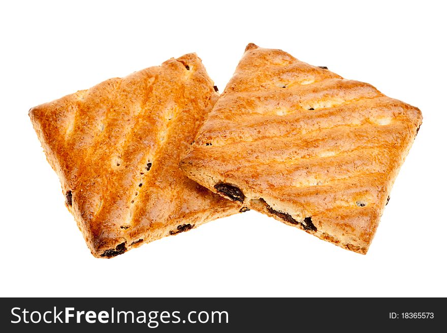 Whole wheat cookies with fruit isolated on a white background