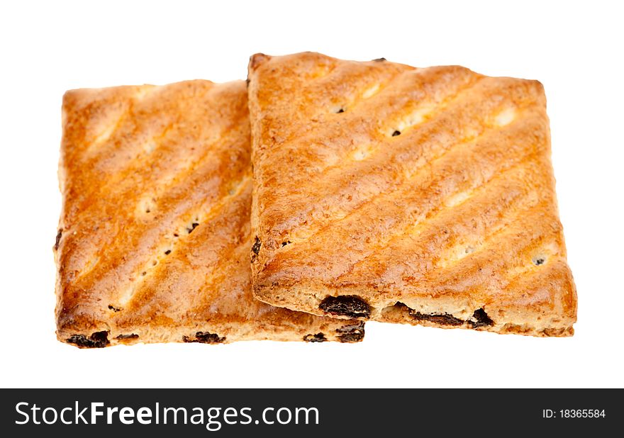 Whole wheat cookies with fruit isolated on a white background