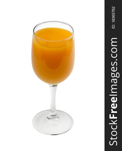 A glass of orange juice on white background