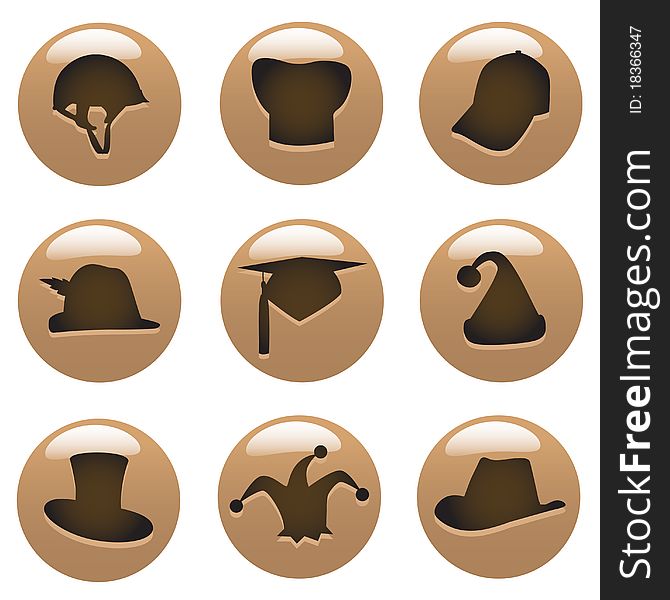 Set of hat with button vector