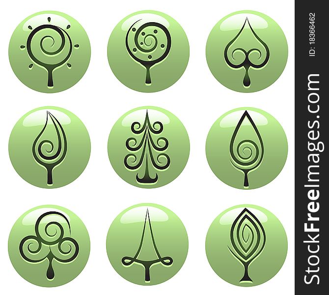 Set of tree icons vector